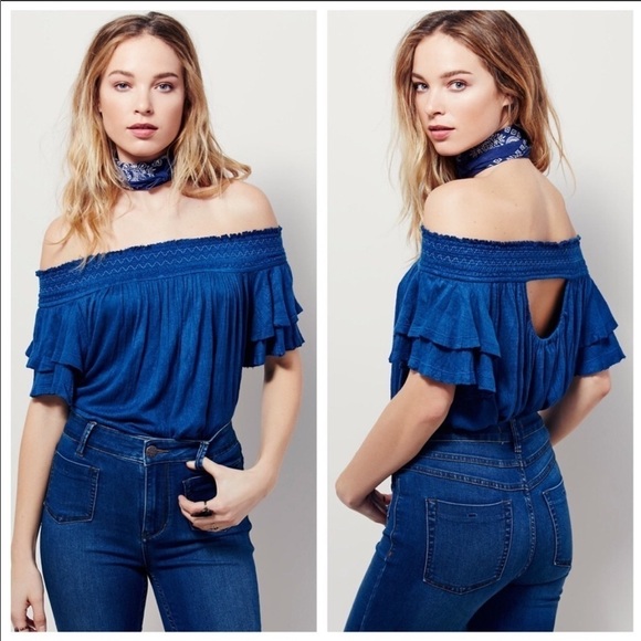 Free People santorini off shoulder open back top - Picture 1 of 7